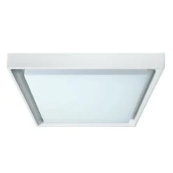 LED Außen Wand U. Deckenleuchte Weiß Näve Mio 34cm IP54 2500lm Eckig