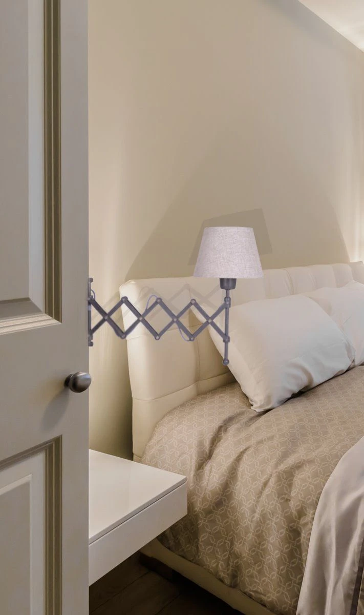 Scherenwandleuchte Mit Stoffschirm Natur Näve Adrienne E27 – Bild 2