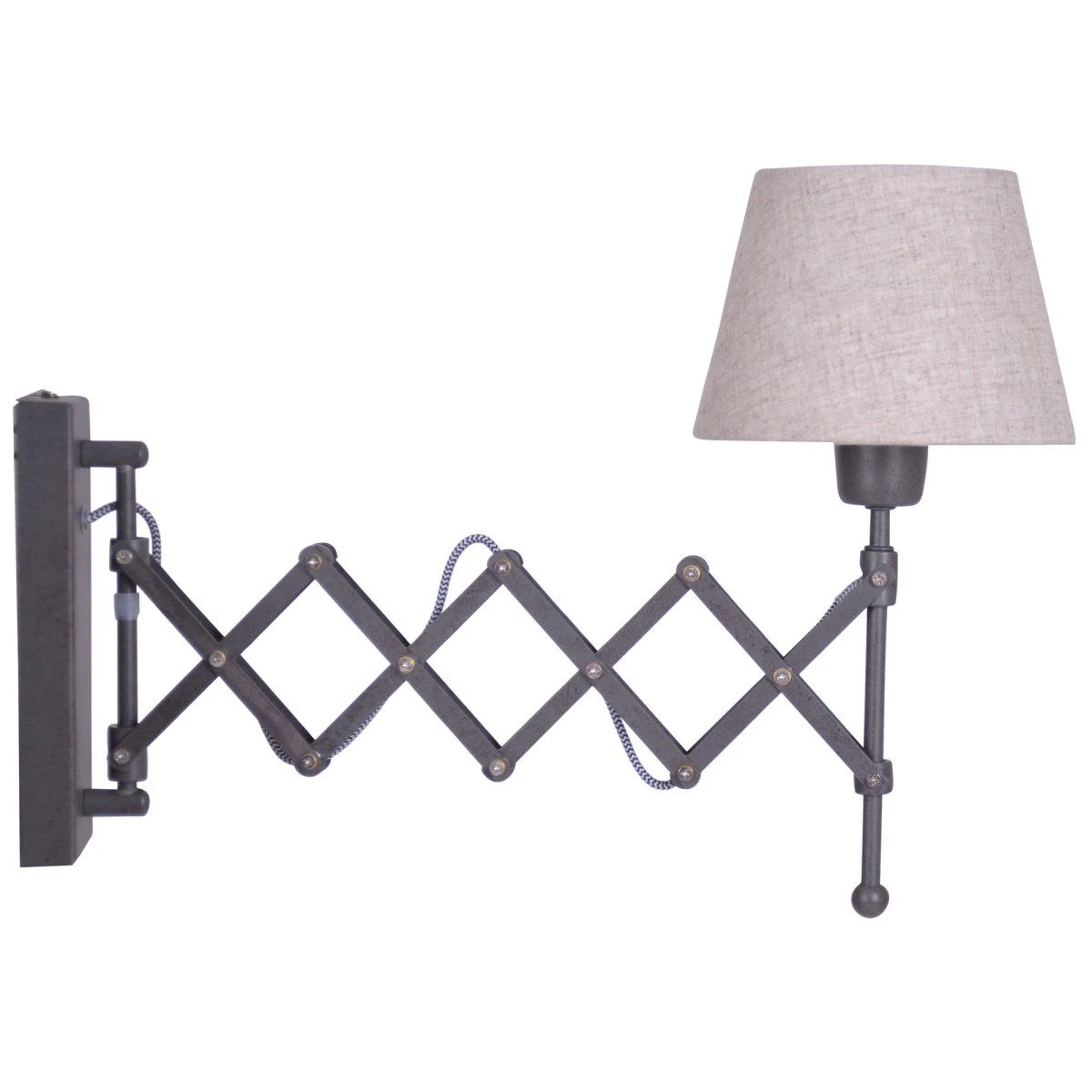 Scherenwandleuchte Mit Stoffschirm Natur Näve Adrienne E27 – Bild 3