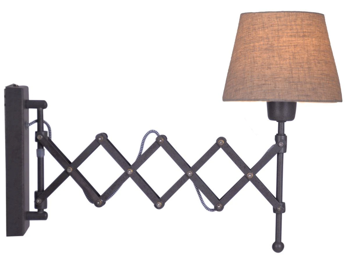 Scherenwandleuchte Mit Stoffschirm Natur Näve Adrienne E27