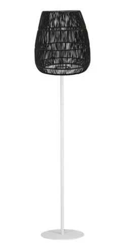PR Home Agnar Saigon Terrassen Outdoor Stehlampe Weiß Rattan Schwarz IP44 154x38cm E27
