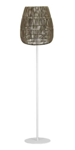 PR Home Agnar Saigon Terrassen Outdoor Stehlampe Weiß Rattan Beige IP44 154x38cm E27