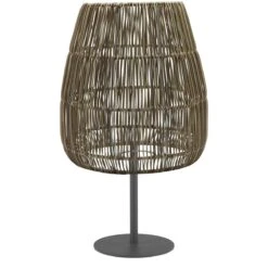 PR Home Agnar Saigon Terrassen Outdoor Stehlampe Schwarz Rattan Beige IP44 71x38cm E27