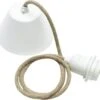 PR Home Cordset Pendelaufhang E27 Mit Leinenkabel Beige 210cm Baldachin Weiß