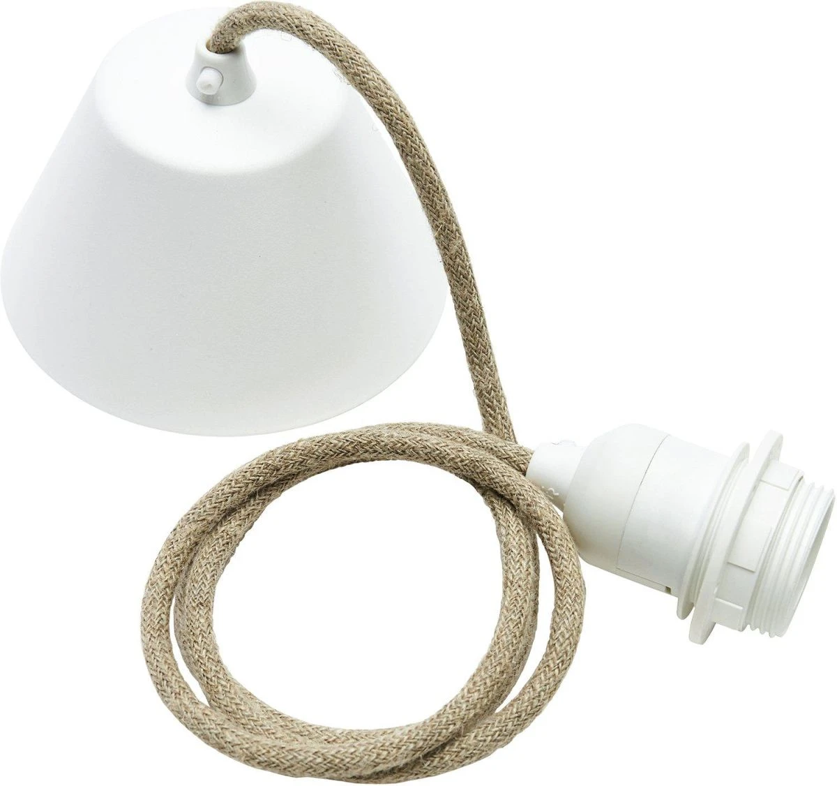 PR Home Cordset Pendelaufhang E27 Mit Leinenkabel Beige 210cm Baldachin Weiß