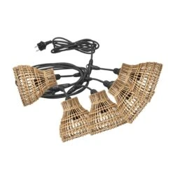 PR Home Flex Out Sarah Outdoor Sommer Lichterkette Rattan Beige Natur IP44 5x E27 6,5m