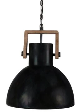 Hochwertige Vintage Hängelampe Aus Holz U. Metall Schwarz PR Home Ashby 39cm E27 Dimmbar