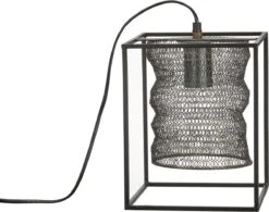 Industie Look Tischlampe Metallnetz Schwarz PR Home Cuba 28cm E27