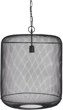 Industie Look Hängelampe Gittertonne Metall Schwarz PR Home Grid 52x65cm E27