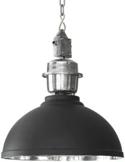Industrie Pendelleuchte Schwarz Silber PR Home Manchester 35cm E27