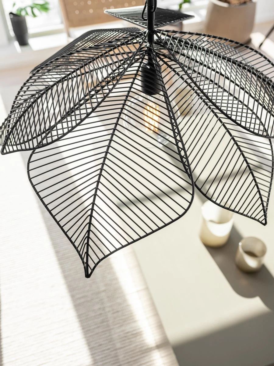 Pendelleuchte Im Blatt Jungle Design Aus Metall Schwarz PR Home Elm 70cm E27 3737003 – Bild 4