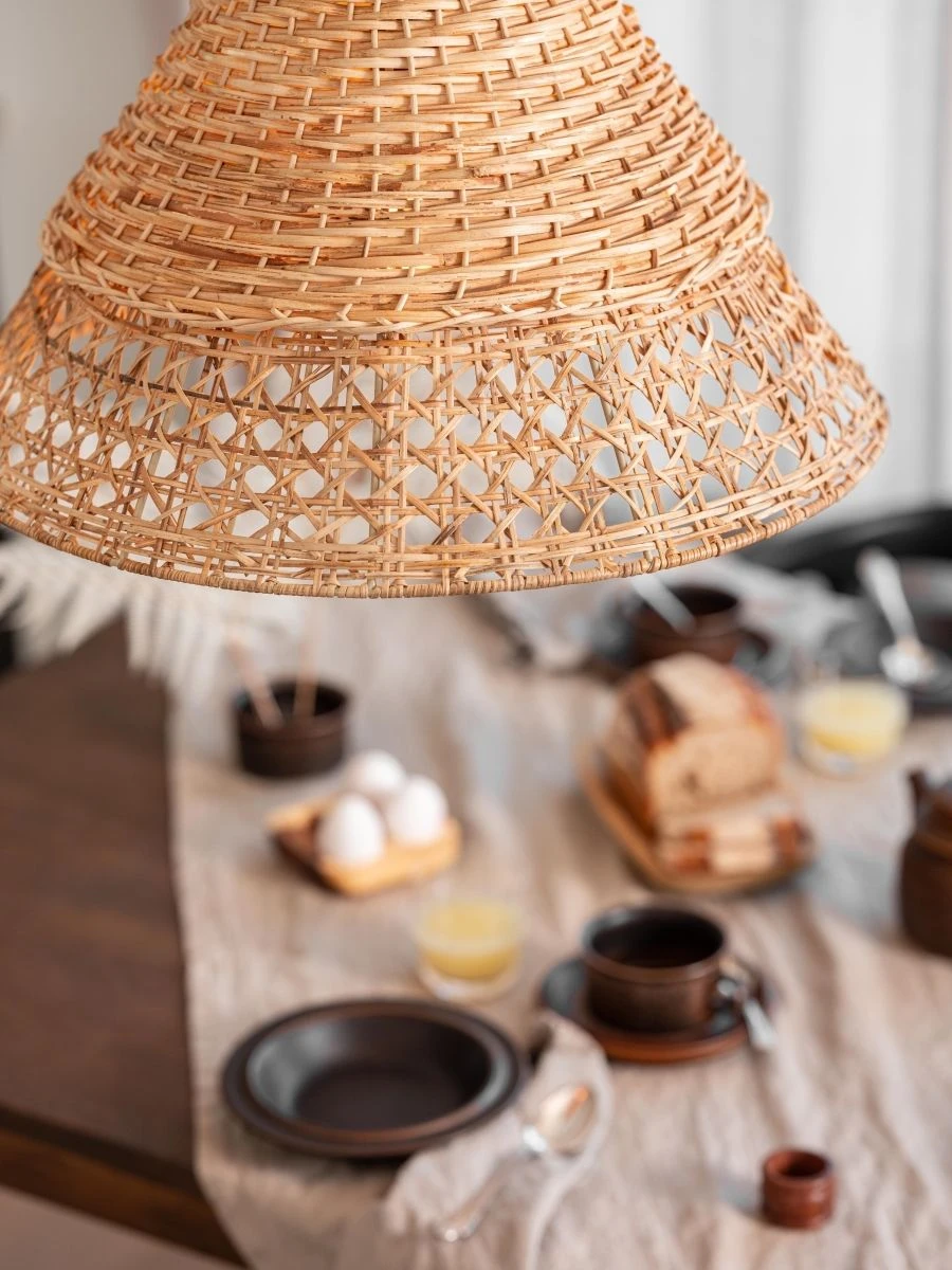 Rattan Hängelampe Aus Geflochtenen Naturmaterial PR Home Pune 50cm E27 – Bild 3