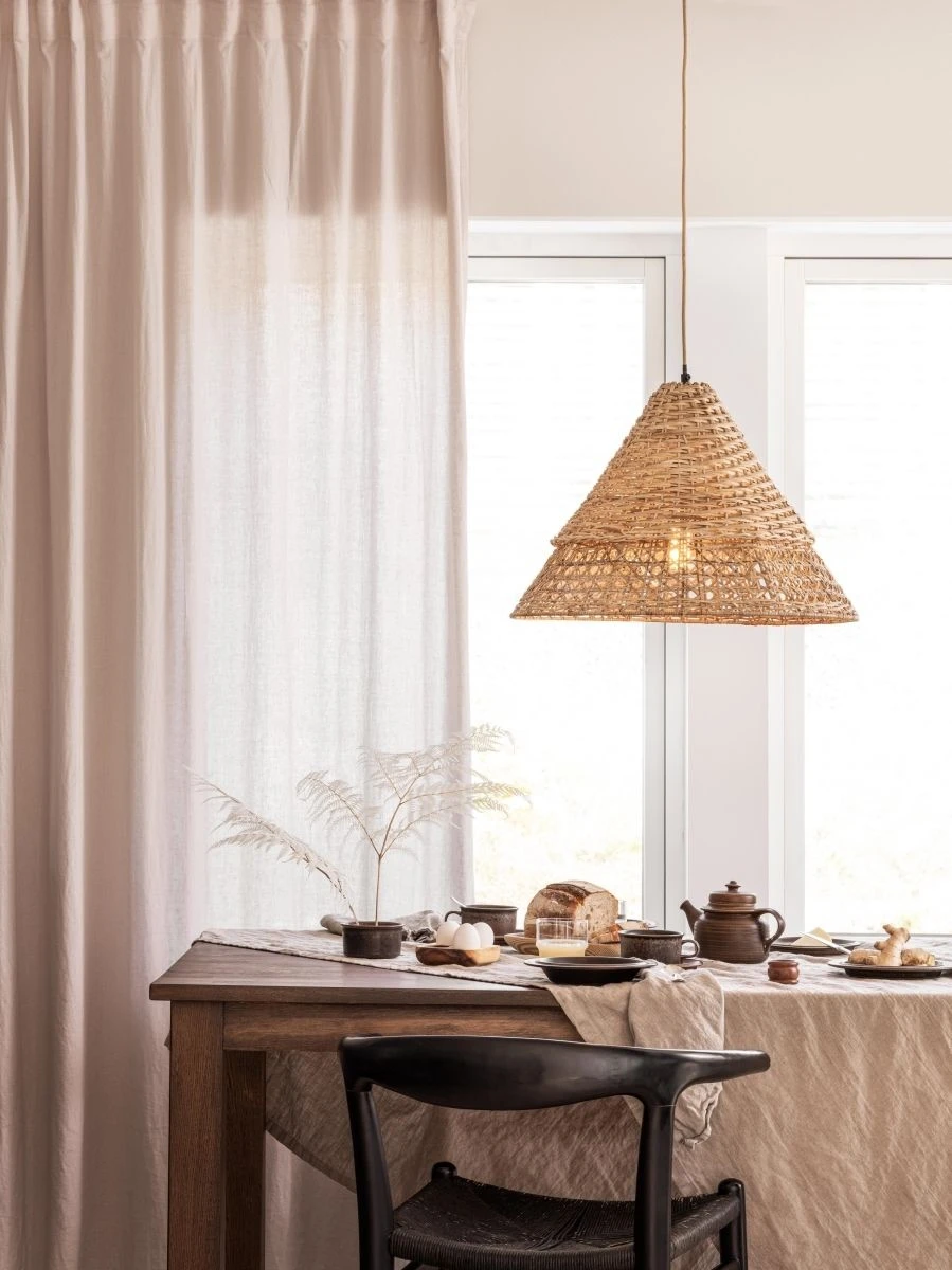 Rattan Hängelampe Aus Geflochtenen Naturmaterial PR Home Pune 50cm E27 – Bild 4