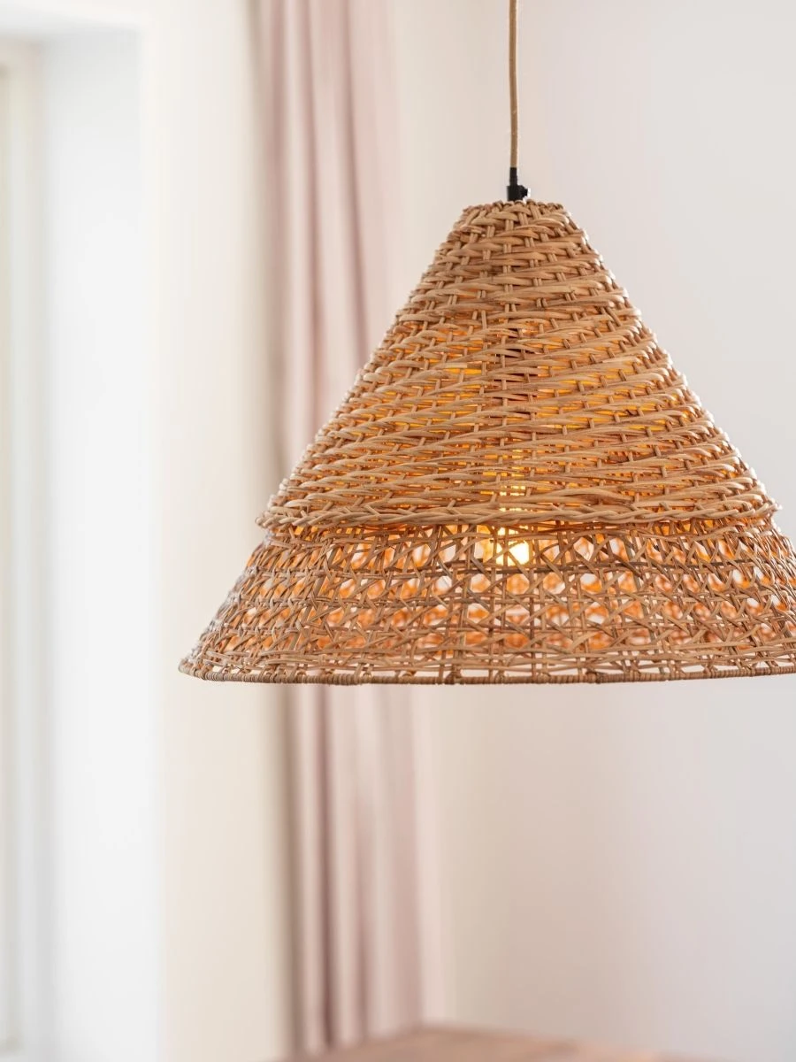 Rattan Hängelampe Aus Geflochtenen Naturmaterial PR Home Pune 50cm E27 – Bild 5