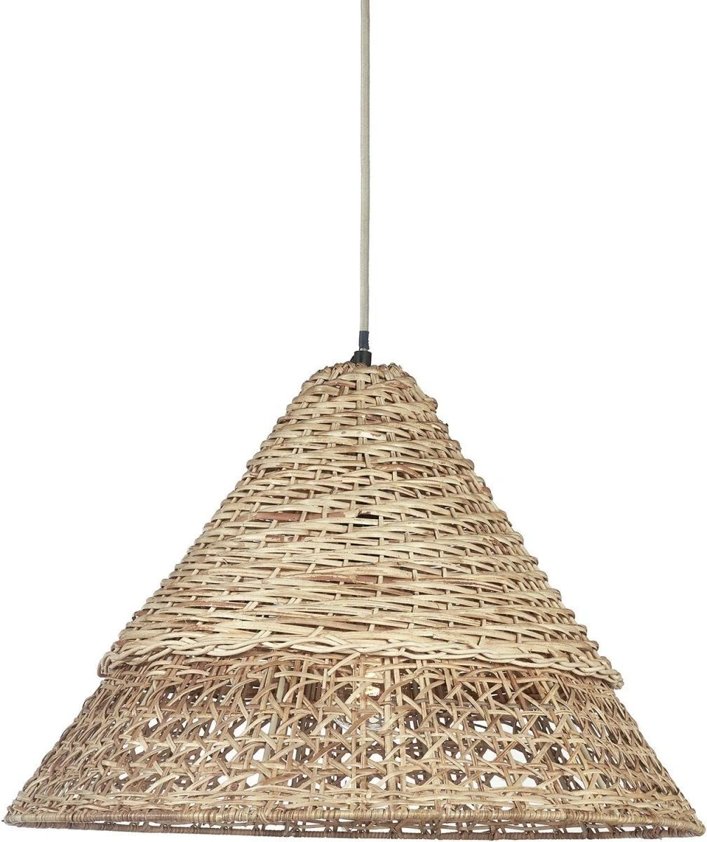 Rattan Hängelampe Aus Geflochtenen Naturmaterial PR Home Pune 50cm E27 – Bild 2