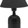 PR Home Riley Tischlampe Gehämmertes Metall Textilschirm Schwarz E27 40x25x25cm