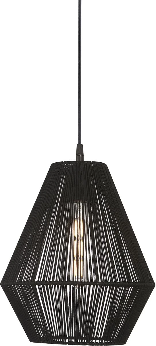 PR Home Rio Textilfaden Hängelampe Schwarz E27 28x28x167cm – Bild 2