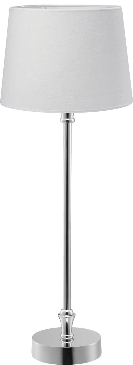 PR Home Liam Schmale Fensterbank Tischlampe Chrom Textilschirm Weiß E27 59x20x20cm