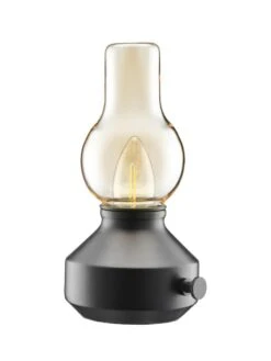 PR Home Glimt LED Akku-Tischleuchte Im Vintage Öllampe Look Schwarz IP44 21,3x12,8x12,8cm