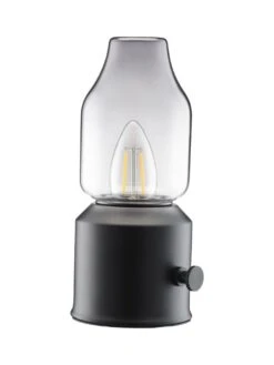 PR Home Lystra LED Akku-Tischleuchte Im Vintage Ă–llampe Look Schwarz IP44 20x9x9cm