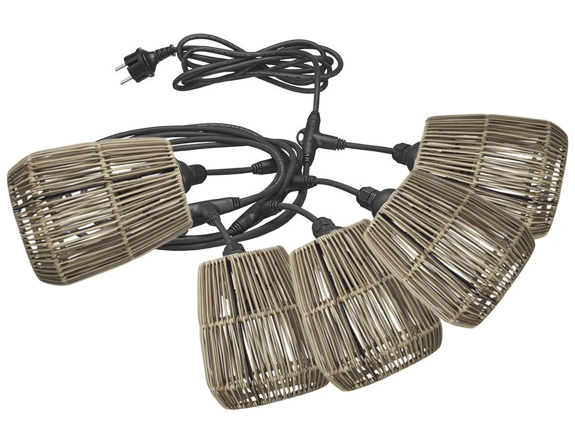 PR Home Flex Out Saigon 18cm Sommer Lichterkette Grau Beige IP44 5x E27 6,5m