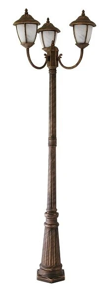 Rabalux Madrid Außen Kandelaber Standleuchte 3x E27 Antik Gold, Weiß Alabaster