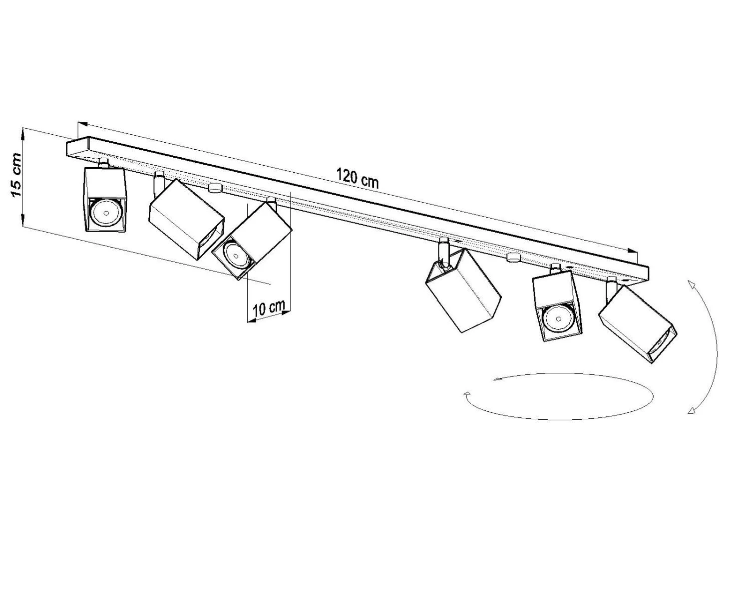 Sollux MERIDA Moderner Deckenstrahler Weiss 120cm 6-flg. GU10 – Bild 4