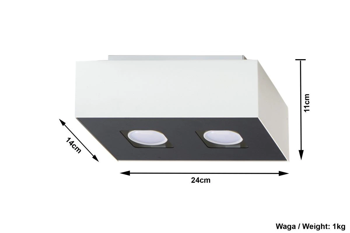 Sollux MONO Moderne Aufbauleuchte Eckig Weiss, Schwarz 2-flg. GU10 – Bild 4