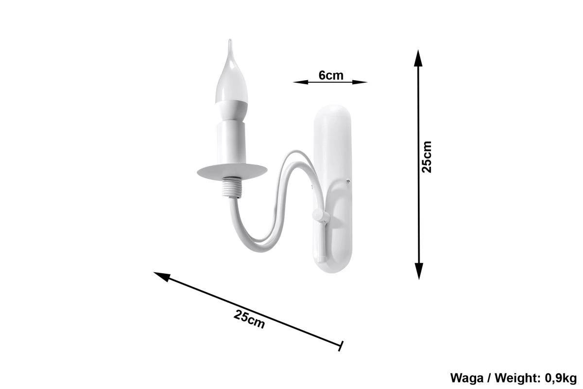 Sollux MINERWA Wandkronleuchter Weiss 1-flg. E14 – Bild 4
