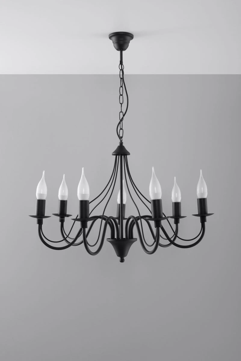Sollux MINERWA Kronleuchter Schwarz 7-flg. E14 – Bild 2