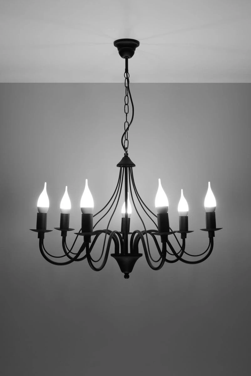 Sollux MINERWA Kronleuchter Schwarz 7-flg. E14 – Bild 3