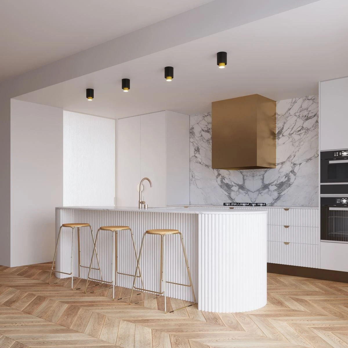 Sollux Nesi Aufbauleuchte Schwarz, Golden GU10 Dimmbar 10x10x14cm – Bild 4