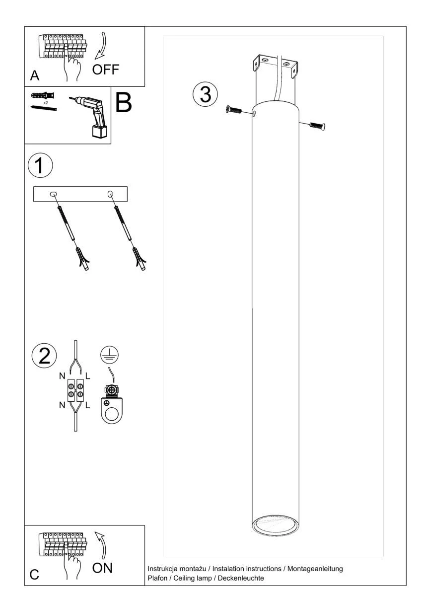 Sollux Lagos 60 Aufbauleuchte Schwarz GU10 Dimmbar 6x6x60cm – Bild 6