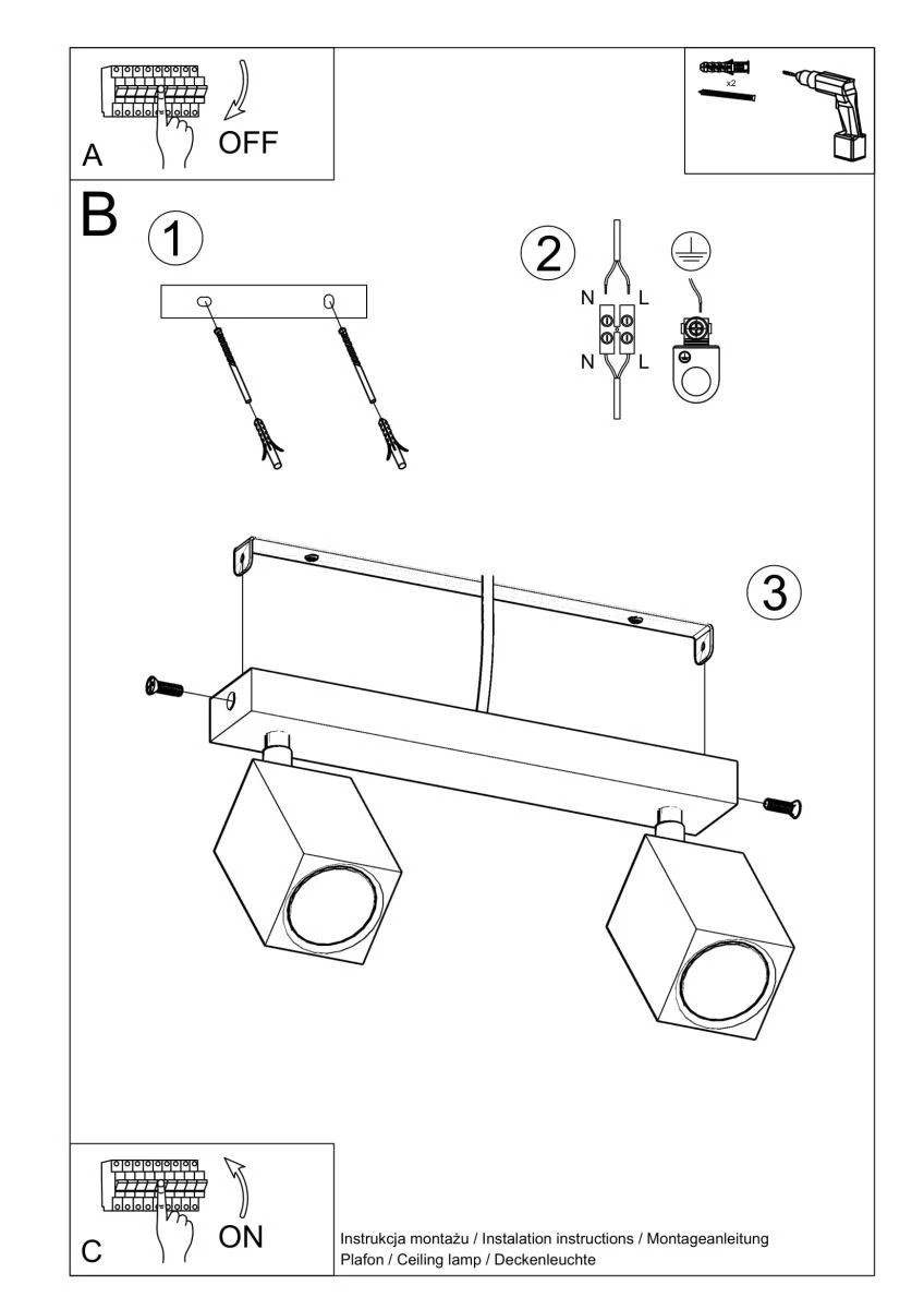 Sollux Keke 2 Deckenstrahler Eiche 2x GU10 Dimmbar 30x5x20cm – Bild 5